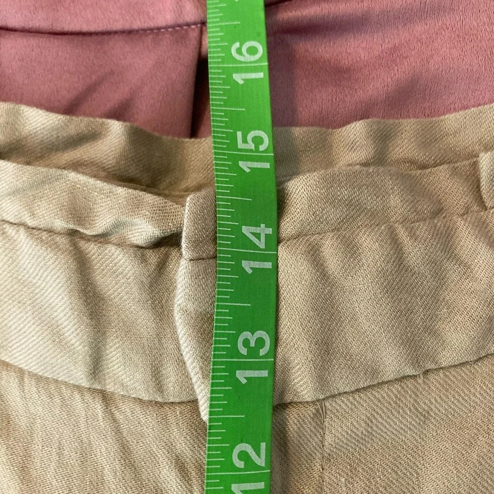 Banana Republic Pants‎ Womens Sz 12 Beige Linen Crop Wide Leg Pockets